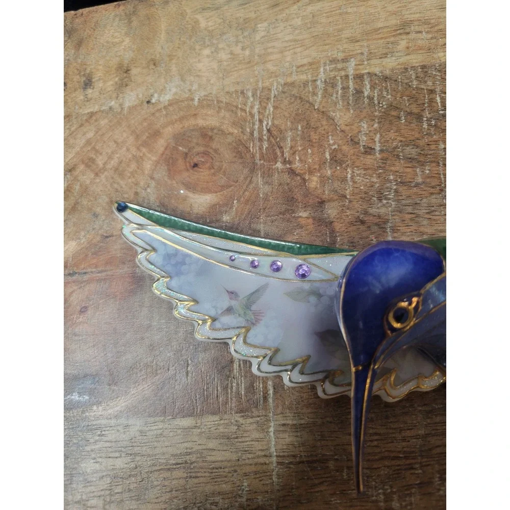 Lena‎ Liu Sapphire Splendor Hummingbird Wall Plaque-Jewels Of The Garden 2354